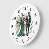 Elegantes Art Deco Paar Große Wanduhr (Winkel)