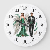 Elegantes Art Deco Paar Große Wanduhr (Vorderseite)