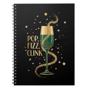 Elegantes Art Deco Pop Fizz Clink Gatsby Roaring Notizblock
