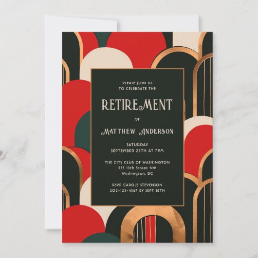 Elegantes Art Deco Rentierungs Party oder Abendess Einladung (Vorderseite)