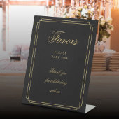 Elegantes Art Deco Schwarz und Gold Script Favorit Sockelschild