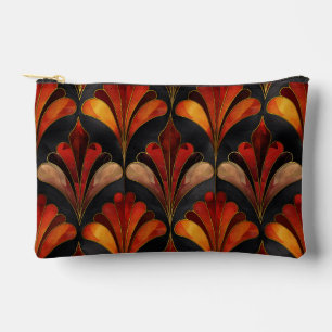 Elegantes Art Deco schwarzes rotes Goldmuster Zubehörtasche
