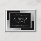Elegantes Art Deco Silver Black Geometric Metal Visitenkarte (Vorderseite)