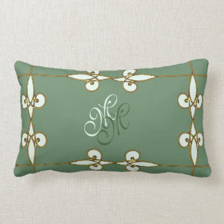 Elegantes Art Deco Vintage Blumenmonogramm in Gold Lendenkissen