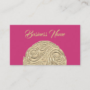 Elegantes Art Nouveau Gold Fuschia Rosa Medaillon Visitenkarte