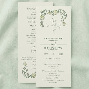 Elegantes Art Nouveau Hochzeitsprogramm mit floral Programm