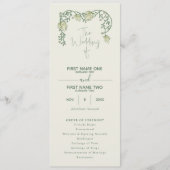 Elegantes Art Nouveau Hochzeitsprogramm mit floral Programm (Vorderseite)