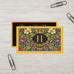 Elegantes Art Nouveau Monogramm Florales Vintage-D Visitenkarte
