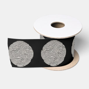 Elegantes Art Nouveau-Silber-Schwarz-Medaillon Satinband