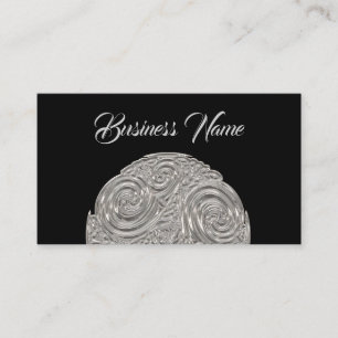 Elegantes Art Nouveau-Silber-Schwarz-Medaillon Visitenkarte