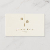 Elegantes Artistic Ivory White Creamy Gold Monogra Visitenkarte (Vorderseite)