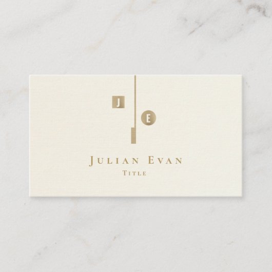 Elegantes Artistic Ivory White Creamy Gold Monogra Visitenkarte (Vorderseite)
