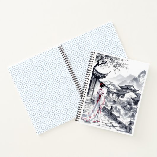 Elegantes Asian Landscape Spiral Notebook Notizblock (Innenseite)