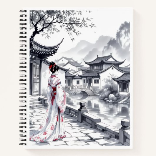 Elegantes Asian Landscape Spiral Notebook Notizblock (Vorderseite)
