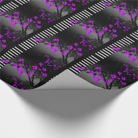 Elegantes asiatisches Bambus Lila Schwarz-weißes B Geschenkpapier (Ecke)