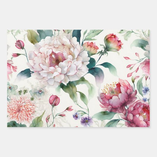 Elegantes, asiatisches Blumenmuster Geschenkpapier Set (Vorderseite)