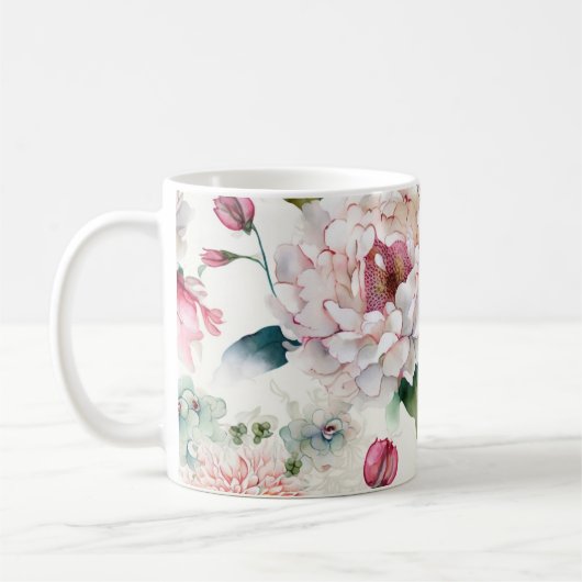 Elegantes, asiatisches Blumenmuster Kaffeetasse (Links)