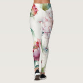 Elegantes, asiatisches Blumenmuster Leggings (Rückseite)