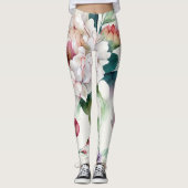 Elegantes, asiatisches Blumenmuster Leggings (Vorderseite)