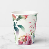 Elegantes, asiatisches Blumenmuster Pappbecher (Rückseite)