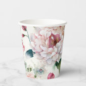 Elegantes, asiatisches Blumenmuster Pappbecher (Vorderseite)