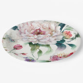 Elegantes, asiatisches Blumenmuster Pappteller (Schrägansicht)