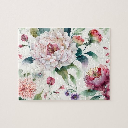 Elegantes, asiatisches Blumenmuster Puzzle (Horizontal)