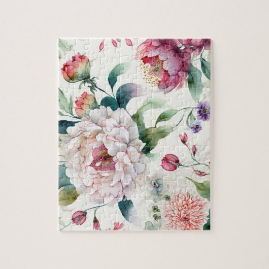 Elegantes, asiatisches Blumenmuster Puzzle (Vertikal)