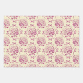 Elegantes ästhetisches Hydrangea Bow Pink Toile Mu Geschenkpapier Set (Vorderseite 3)