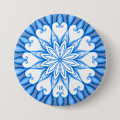 Elegantes ästhetisches White & Blue Mandala Mit Mo Button (Vorderseite)