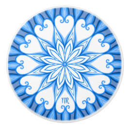 Elegantes ästhetisches White & Blue Mandala Mit Mo Keramikknauf