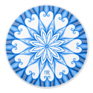 Elegantes ästhetisches White & Blue Mandala Mit Mo Keramikknauf