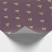 Elegantes Auberginen-Weihnachtsbaummuster Geschenkpapier (Ecke)
