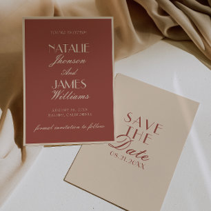 Elegantes Aubergnbeige, alte Geldvornehme Hochzeit Save The Date