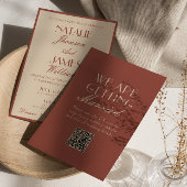 Elegantes Auburn-Kupfer Old Money QR-Code Hochzeit Einladung