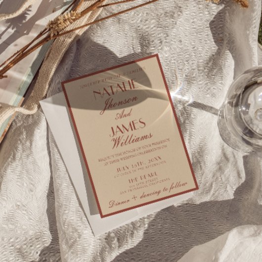 Elegantes Auburn-Kupfer Old Money QR-Code Hochzeit Einladung