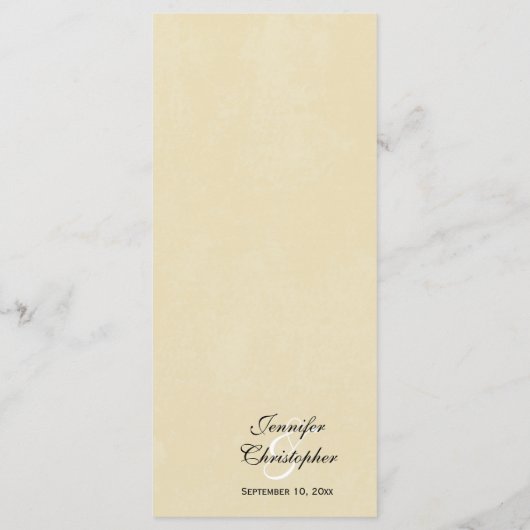 Elegantes, auf Hochzeitsfeiern zugeschnittenes Men Menükarte (Rückseite)