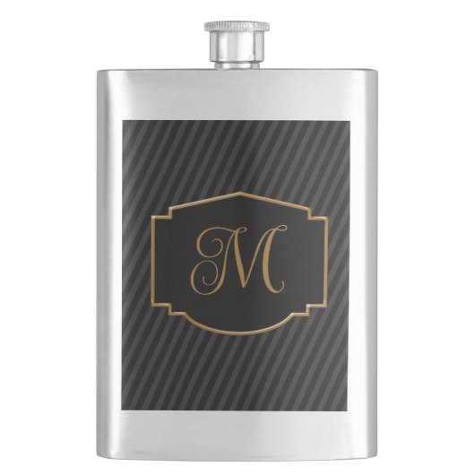 Elegantes, ausgeklügeltes Monogramm Flachmann (Vorderseite)