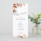 Elegantes autotanisches Hochzeitsmenü Menükarte (Stehend Vorderseite)