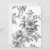 Elegantes B&W Floral mit Monogramm Mitteilungskarte (Rückseite)