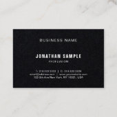 Elegantes B&W Schlicht Sauberes Berufliches Luxus  Visitenkarte (Rückseite)