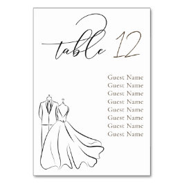 Elegantes B&W Tux & Dress Wedding Seating Chart Tischnummer