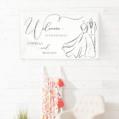 Elegantes B&W Tux & Dress Wedding Willkommen Banner (Insitu)