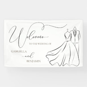 Elegantes B&W Tux & Dress Wedding Willkommen Banner