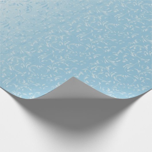 Elegantes Baby-Blau des Damast-Entwurfs-| Geschenkpapier (Ecke)