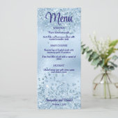 Elegantes Baby Blue Glitzer and Foil Wedding Menu Einladung (Stehend Vorderseite)