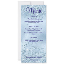 Elegantes Baby Blue Glitzer and Foil Wedding Menu