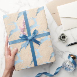 Elegantes Baby Blue Weihnachtsrentiermuster Geschenkpapier