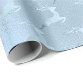 Elegantes Baby-Blue Weihnachtsrentiermuster Geschenkpapier (Rolleneckpunkt)