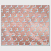 Elegantes Baby Blue Weihnachtsrentiermuster Geschenkpapier (Flach)